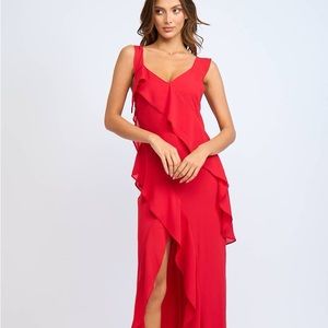 Elegant Red High Low Dress